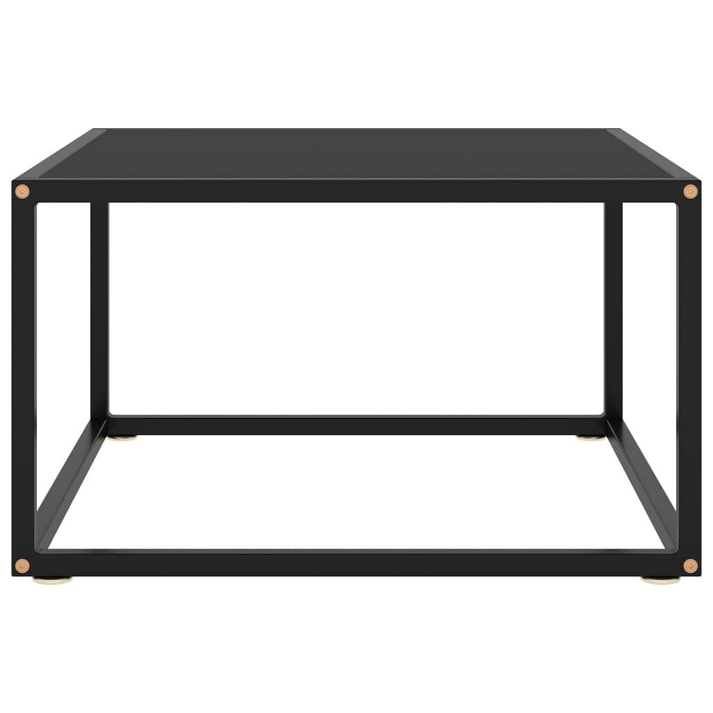 vidaXL Coffee Table Black with Black Glass 23.6″x23.6″x13.8″
