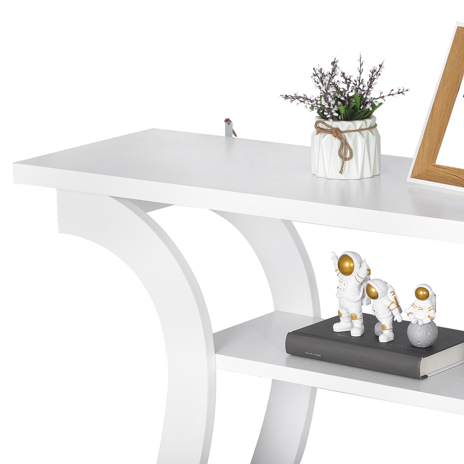 47″ Modern Console Table Accent Side Table for Sofa Entryway Display White