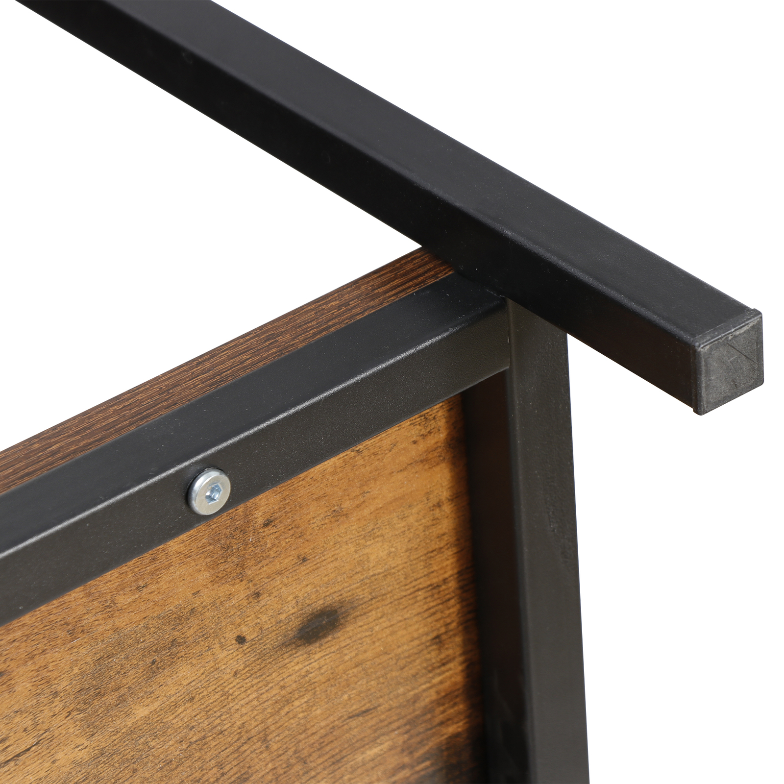 2-Tier Small Coffee Table Rectangle Wood Side End Table w/ Storage Rustic Brown