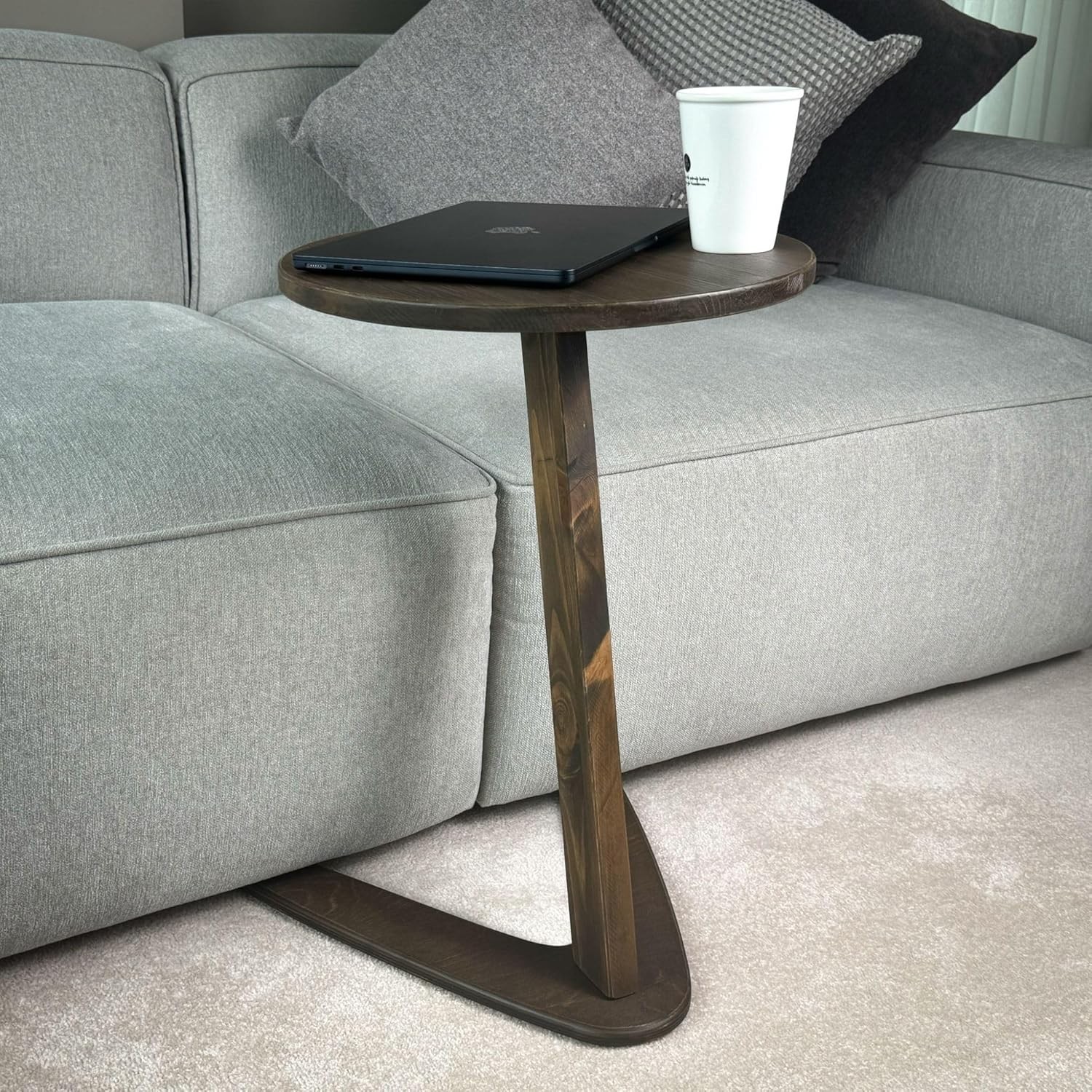 C-Shaped Handmade Solid Wood End Table Side Table Couches Sofa Tables Slide New