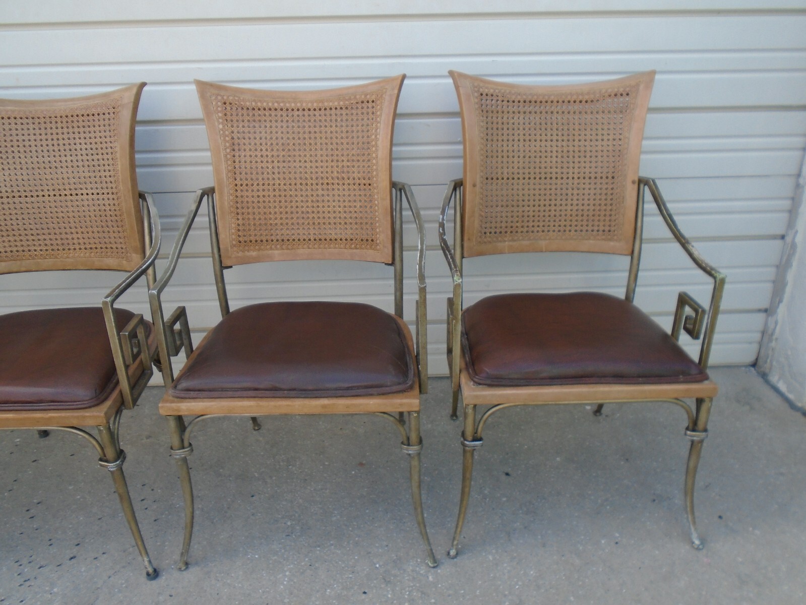 Greek Key Dining Set 4 Chairs + Table Gold Art Deco Chippendale Regency Nouveau
