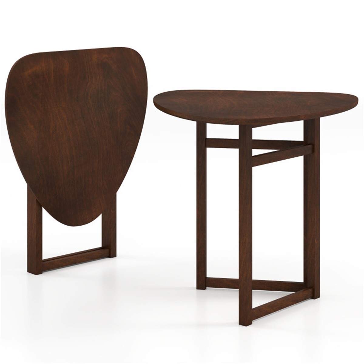31.5″ Small Folding Dining Table Walnut Solid Wood Foldable Kitchen Table
