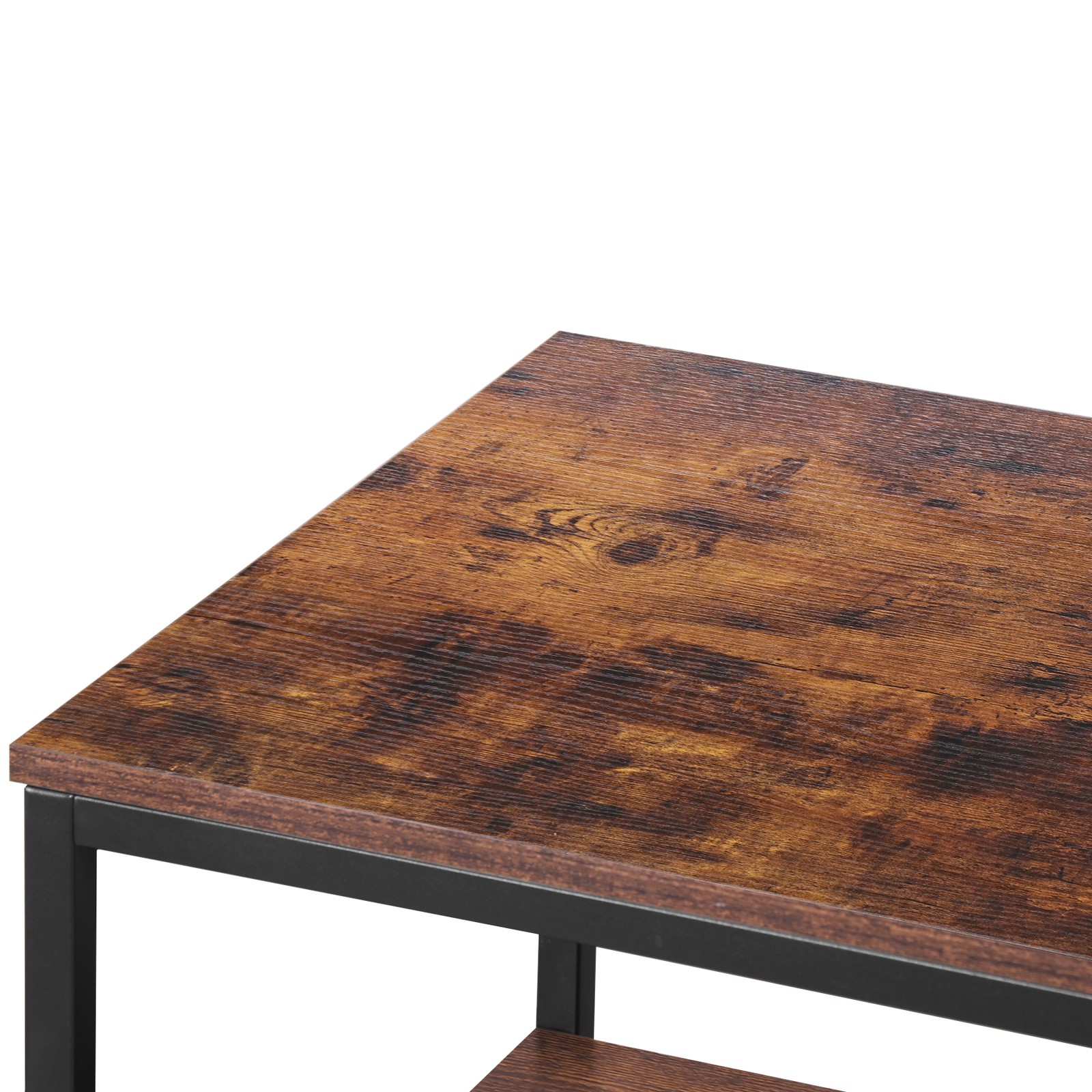 39″ Rectangular Coffee Table Industrial Wood Center Table w/ Storage Shelf Brown
