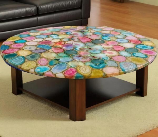 Natural Mix Color Agate Table – Crystal Stone Furniture – Handmade Luxury Design