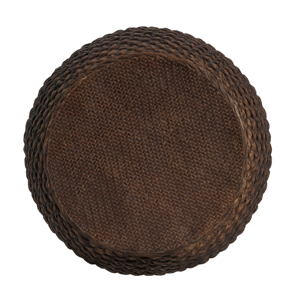 Faux Rattan Side Table – Handmade MgO Construction, Indoor/Outdoor Use (Brown)