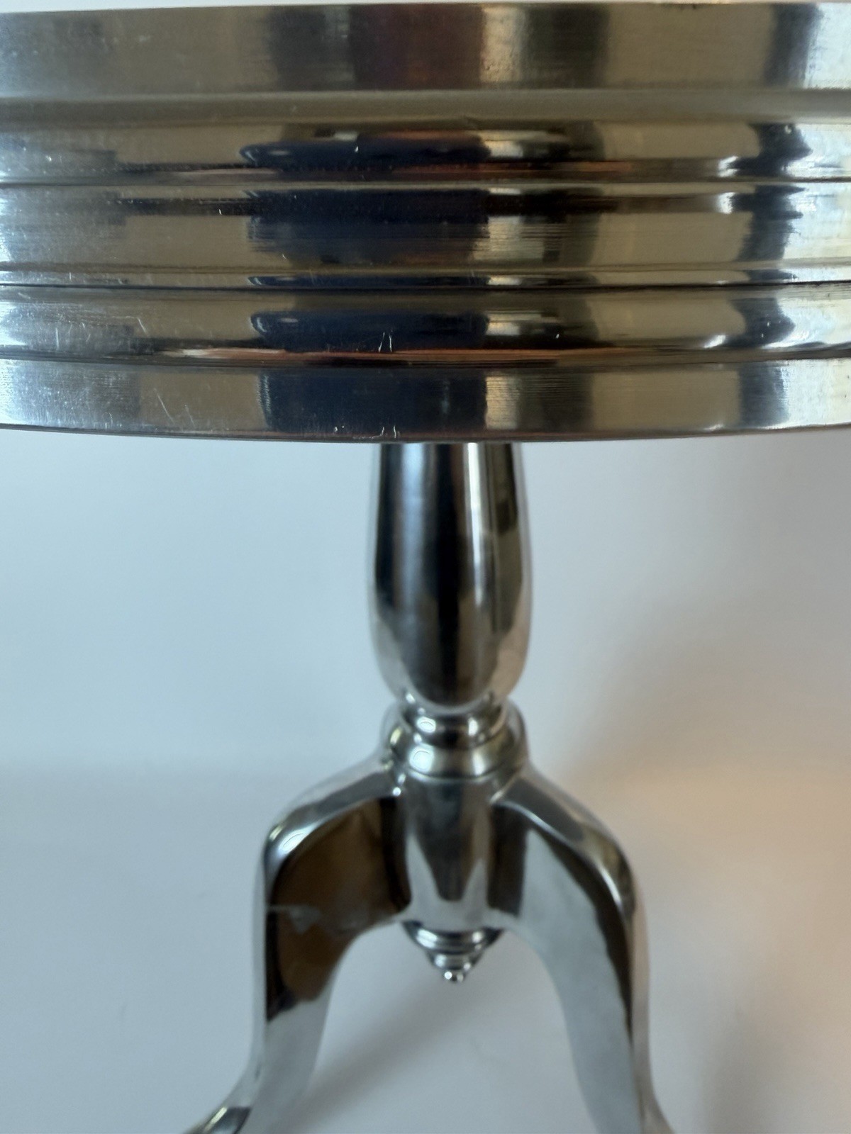 Pair Modern Sculptural Aluminum Pedestal End Tables Contemporary Designer