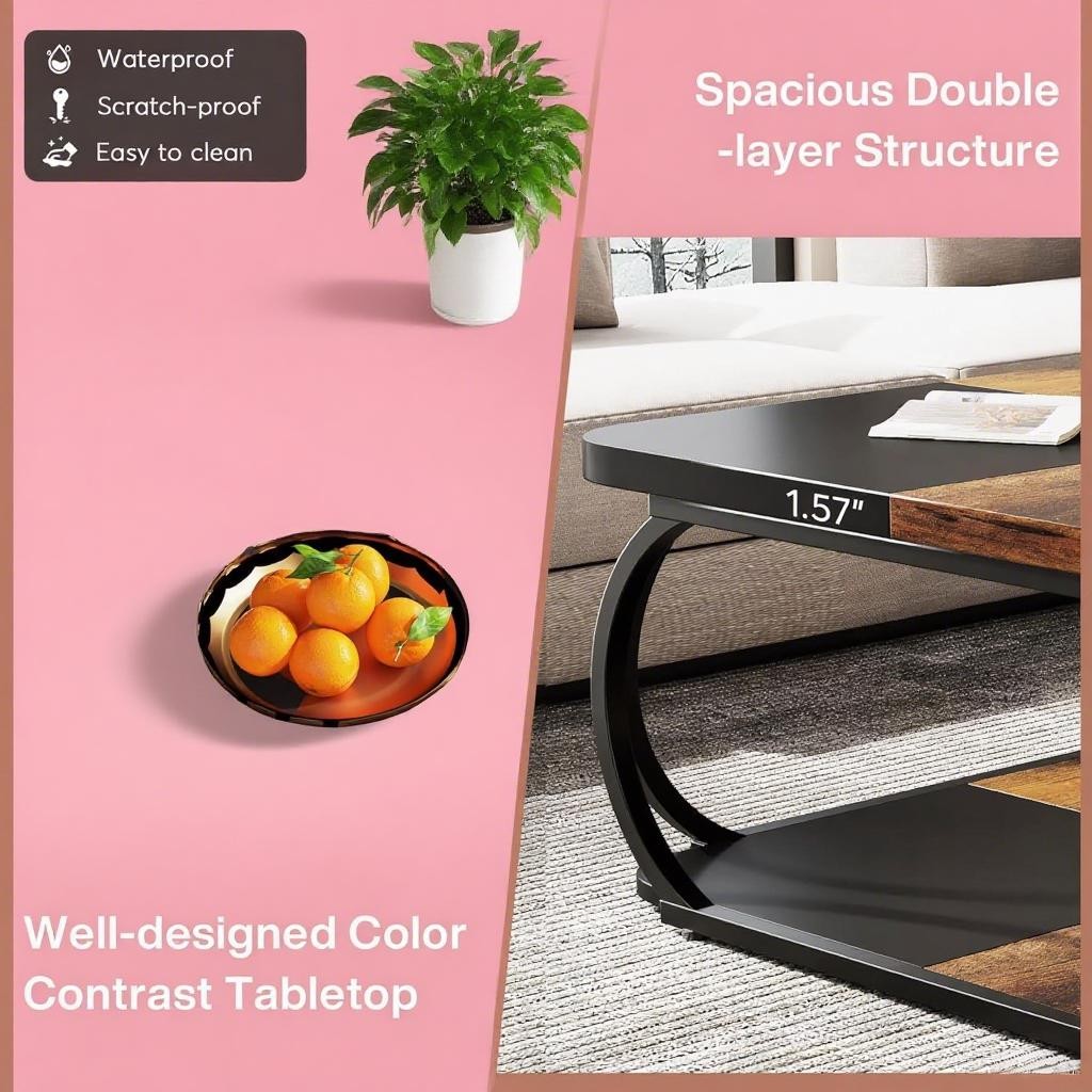 Square Coffee Table Features A Unique Two-tier Design