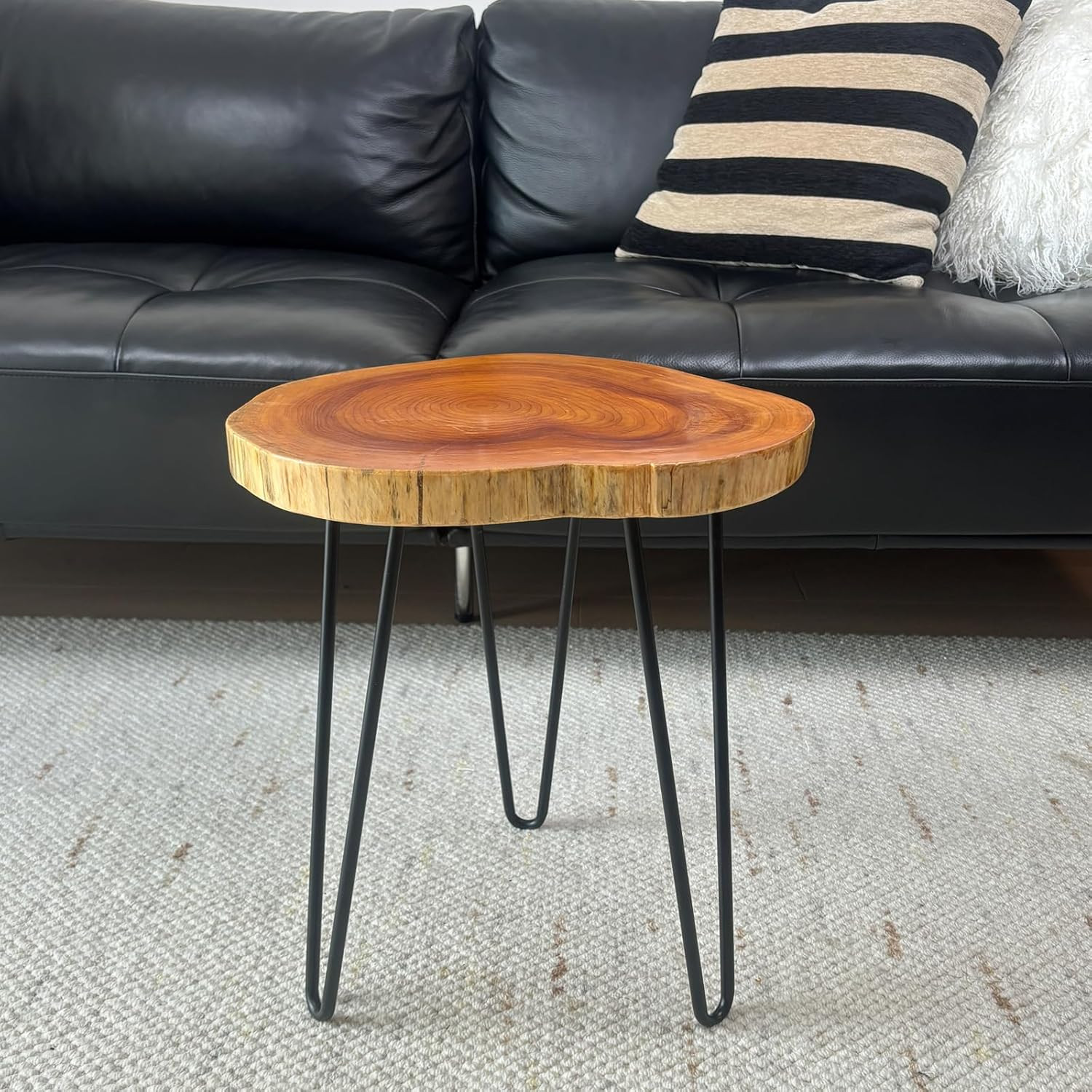Unique Live Edge Side Table – Natural Wood End Table for Living Room & Bedroom