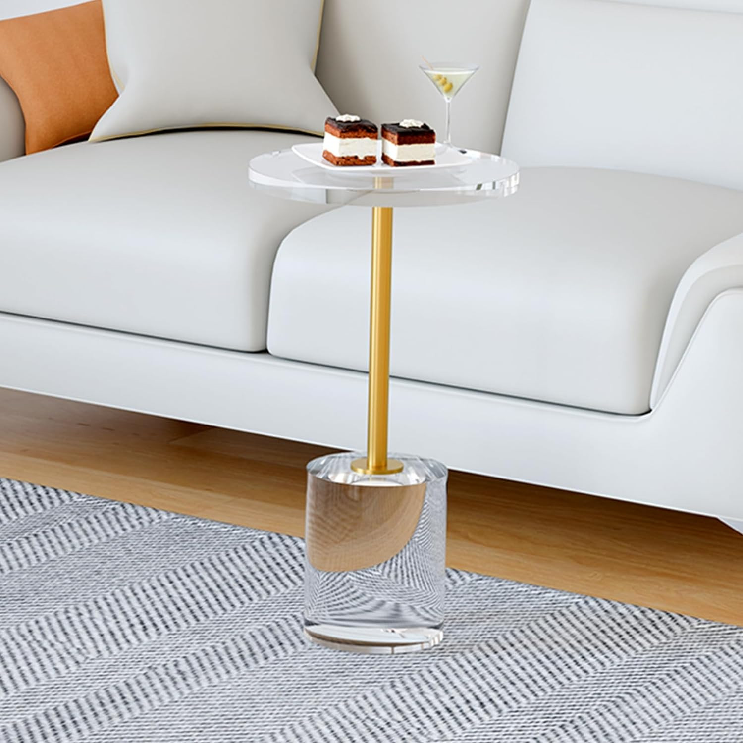 Modern Gold Acrylic End Table – Stylish Clear Side Table for Any Room