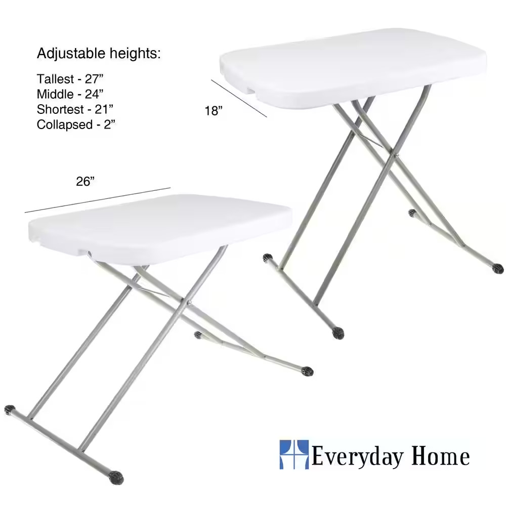 26 In. Folding Utility Table with Plastic Top and Metal Legs, Lightweight Portab