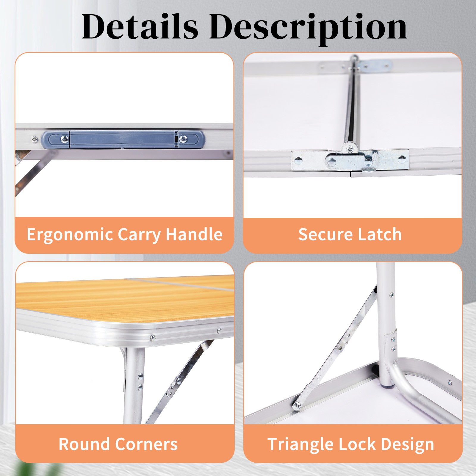 Outdoor 3FT Portable Plastic Folding Table Perfect for Garden Camping Party