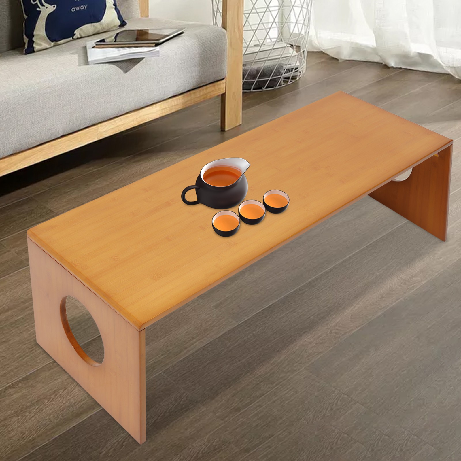 Bamboo Foldable Coffee Table Floor Table Home Decor for Living Room/Bedroom