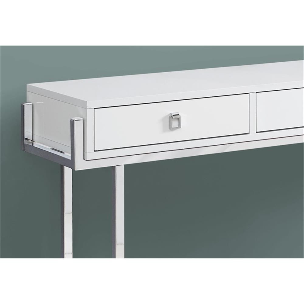 Accent Table Console Entryway Narrow Sofa Bedroom Metal Glossy White