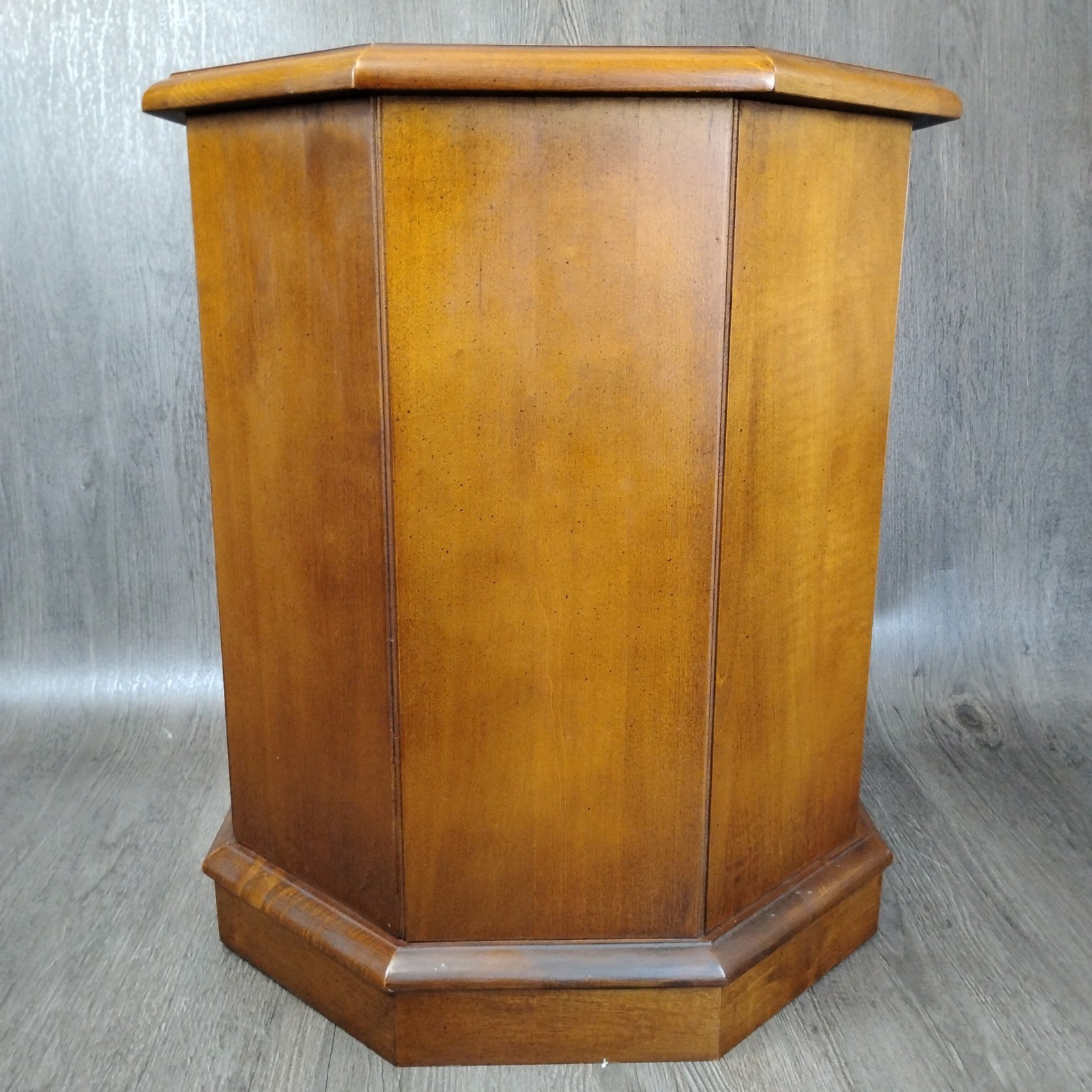 Vintage Octagonal Solid Wood End Side Table 20″T Commode Cabinet Storage Unique