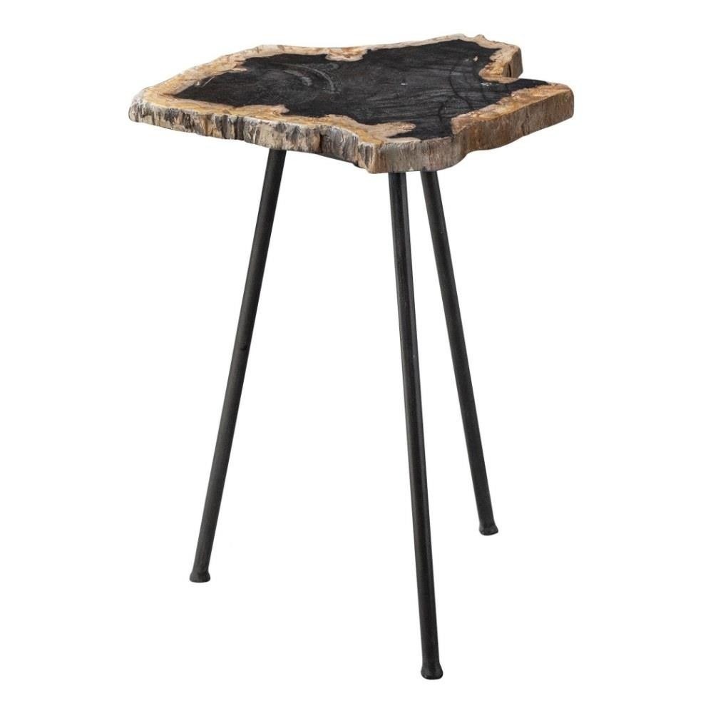 20 inch Free Form Accent Table with Iron Legs – Nature Inspired Side Table –