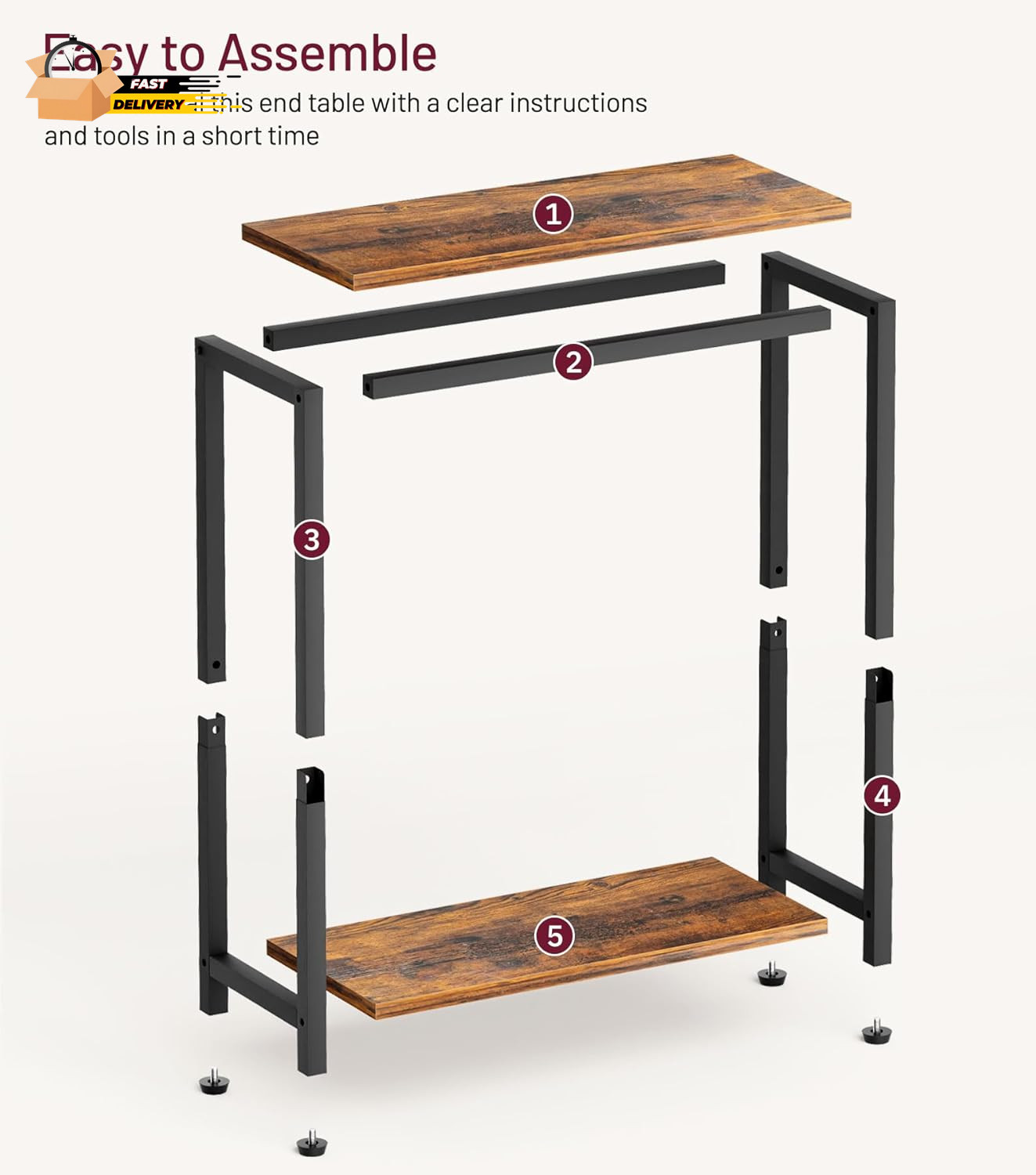Narrow Small Side Table for Small Space, 2 Tier Sofa Skinny End T