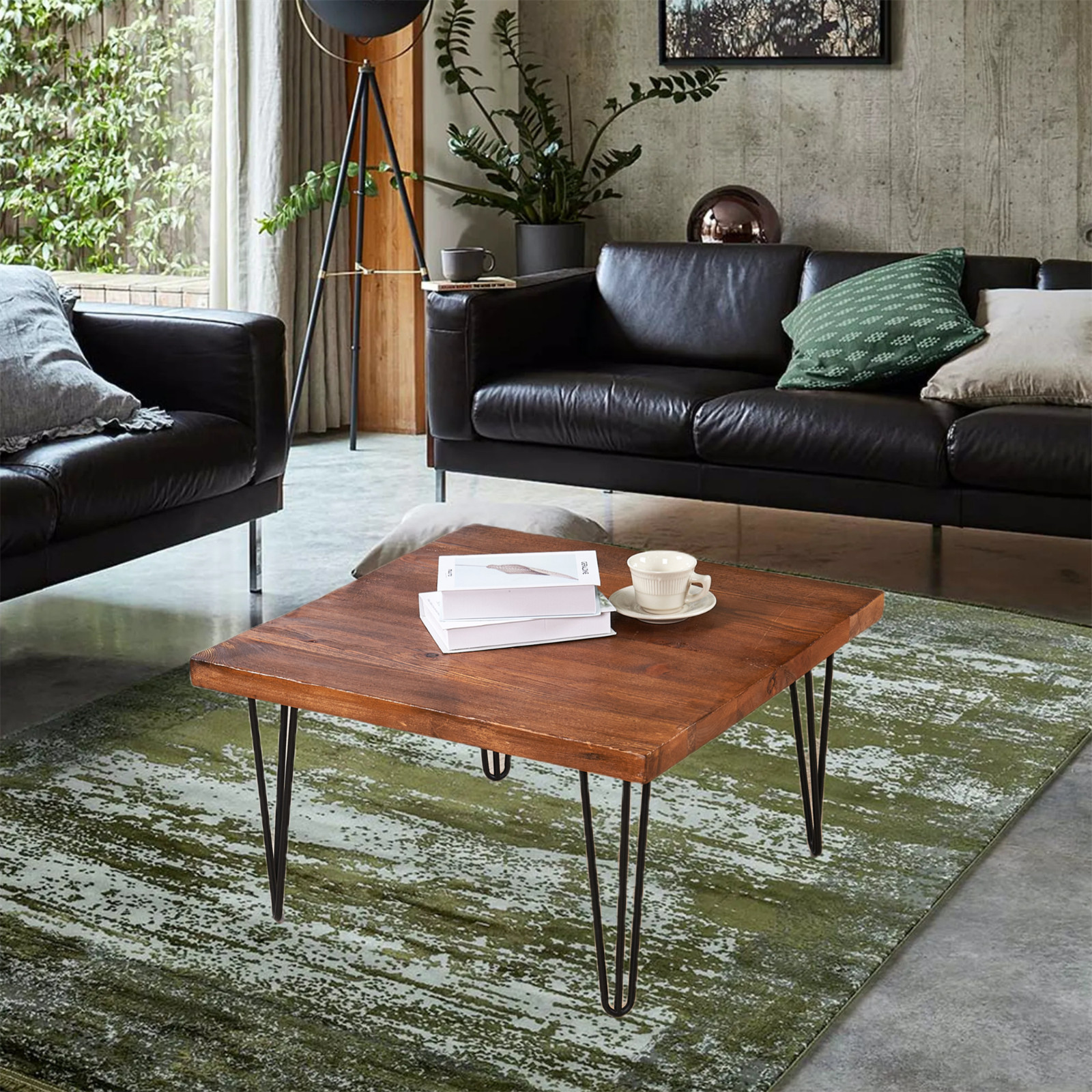 Rustic Square Old Pine Wooden Coffee Table Home Furniture for Living Room Decor