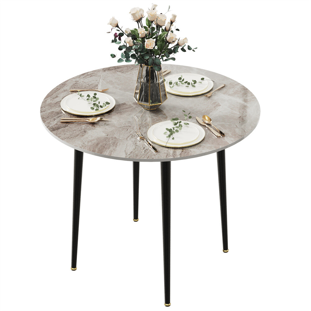 Round Dining Table 2-4 Person High End Sintered Stone Top Kitchen Restaurant NEW