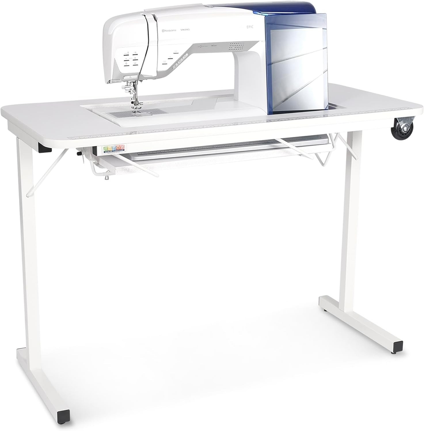 Arrow 611 Gidget II Folding Sewing Quilting Craft Table w/ Wheels White