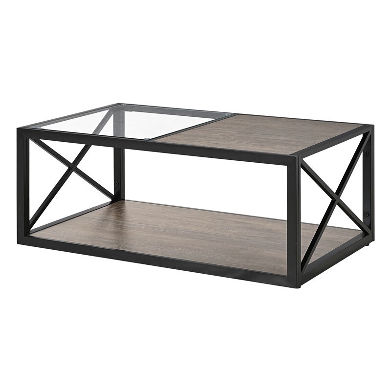 Modern Coffee Table Center Table Rustic Wood Grain MDF w/Storage for Living Room