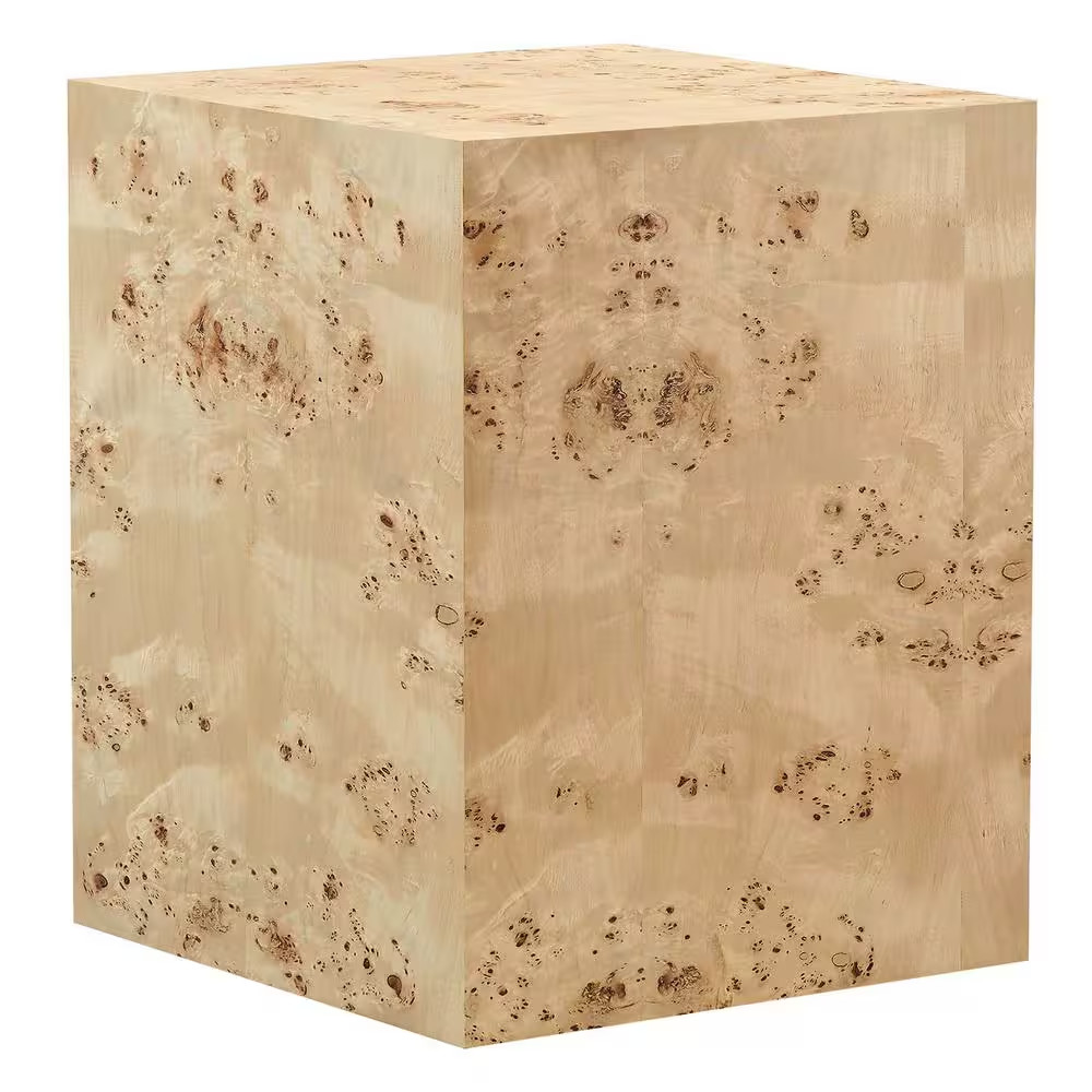 Cosmos 16 In. Square Burl Wood Side Table in Natural Burl