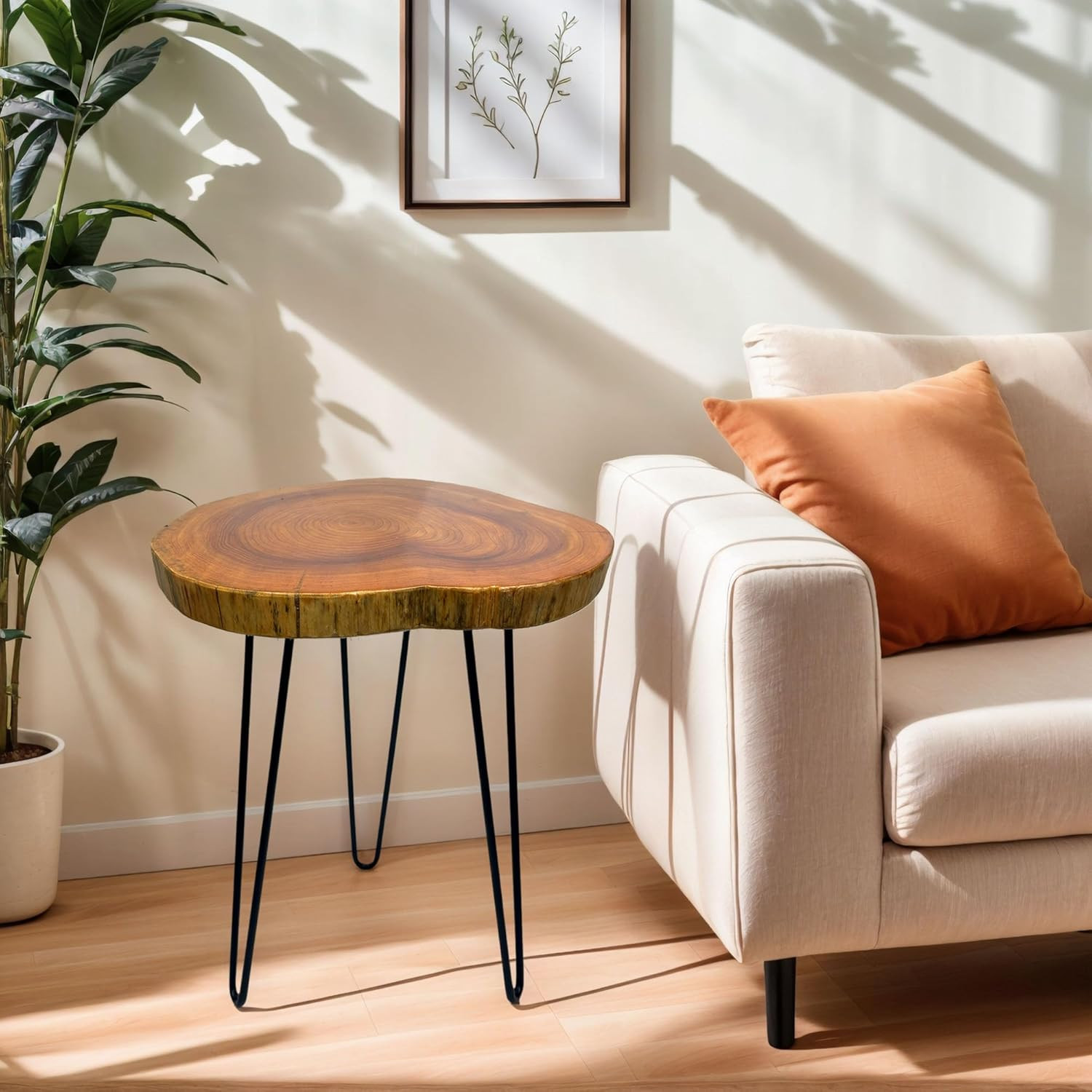 Unique Live Edge Side Table – Natural Wood End Table for Living Room & Bedroom