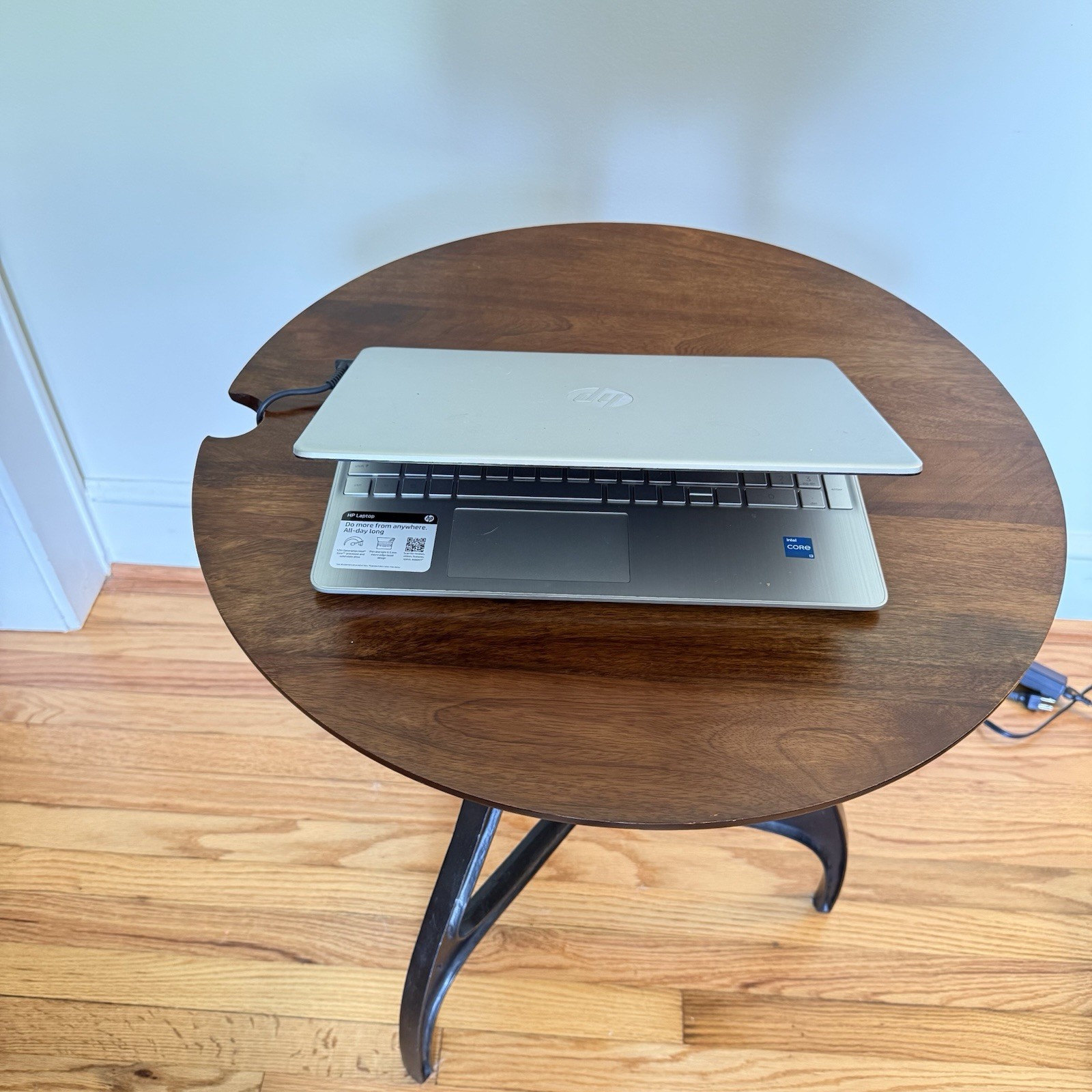 West Elm Cast Metal Nightstand, Side, Computer Table “Hidden Cord” 26″x24″