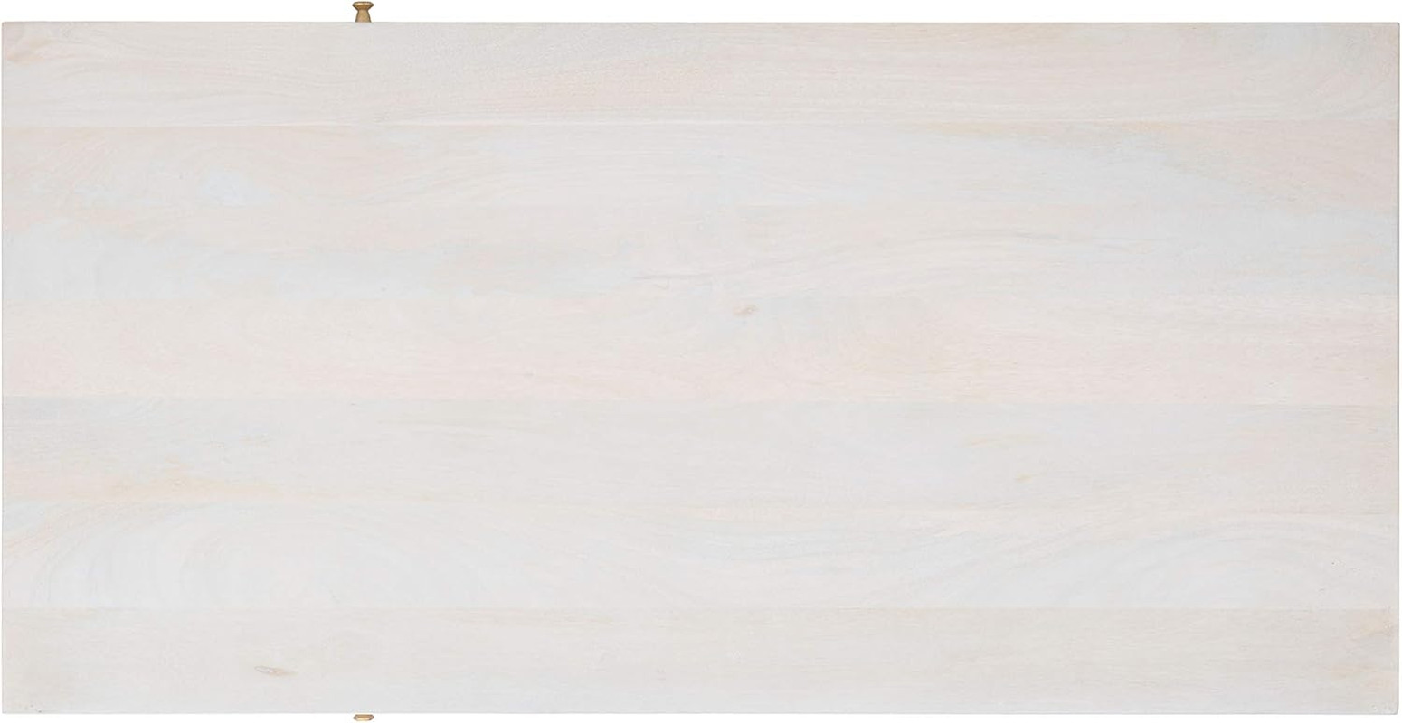 Mid-Century White Wash Coffee Table with Brass Hairpin Legs – Marigold Collectio