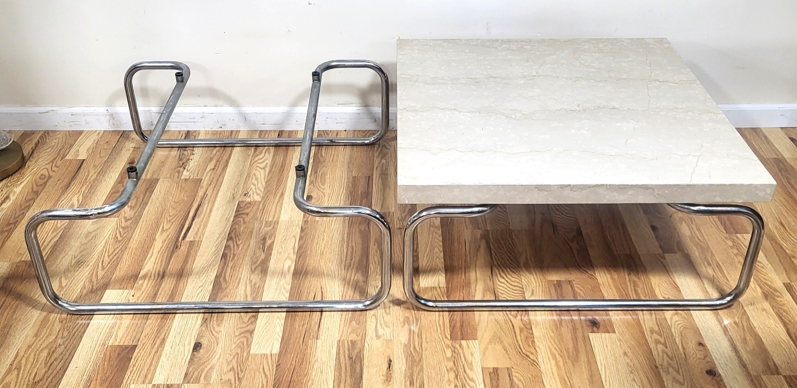 PAIR Vintage M McCARTHY Mid-Century MODERN Chrome & Marble CASSINA COFFEE TABLES