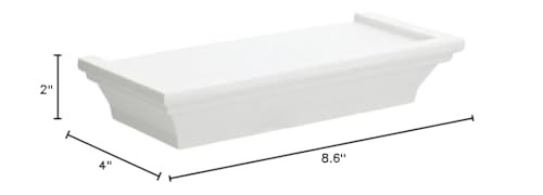 Greenbrier White Plastic Floating Shelf. 8.6 inches x x 4.0 Inches,