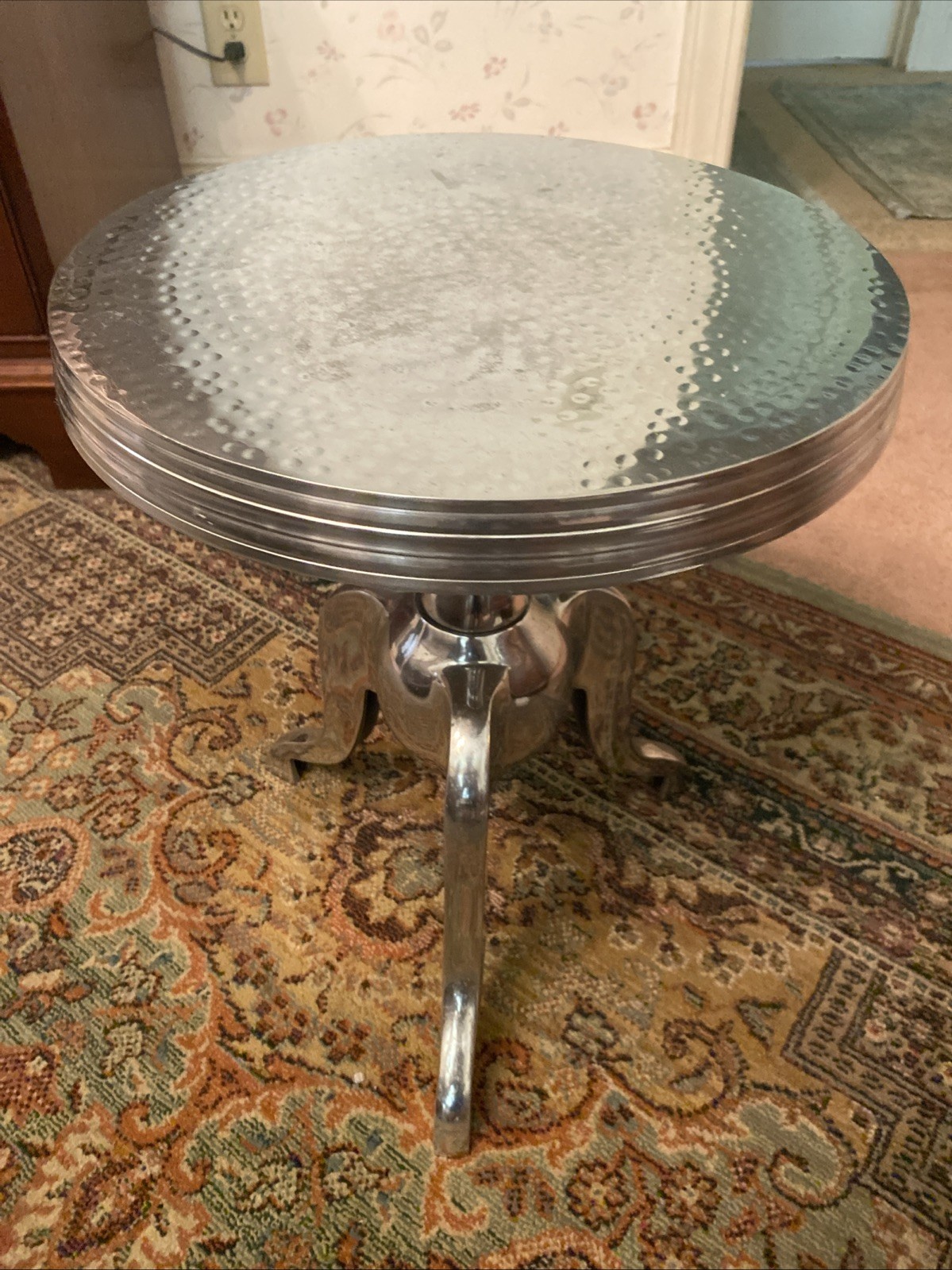 Modern Sculptural Aluminum Pedestal End Table Contemporary Designer 17.5” India