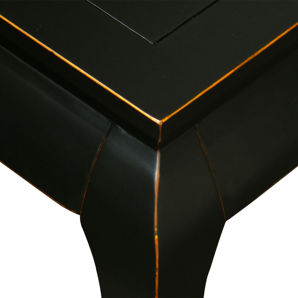 US Seller – Distressed Black Elmwood Chow Leg Square Chinese Table