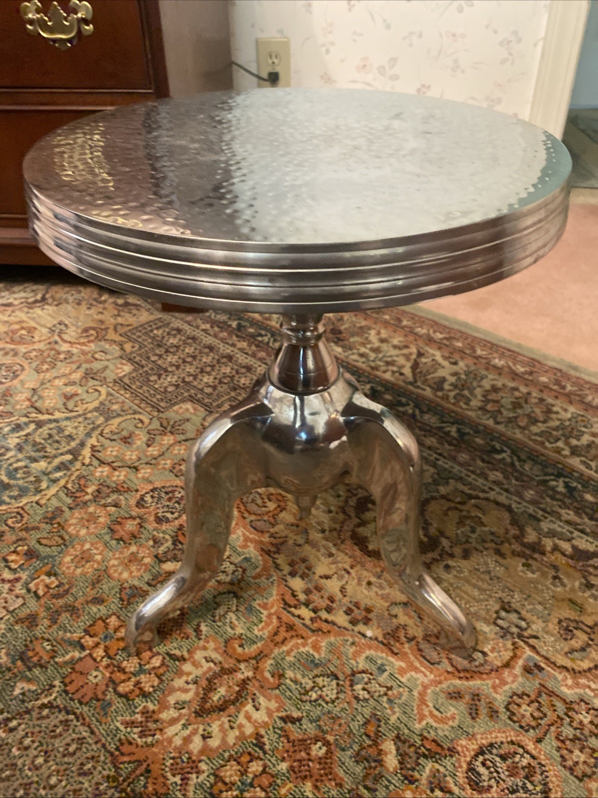Modern Sculptural Aluminum Pedestal End Table Contemporary Designer 17.5” India