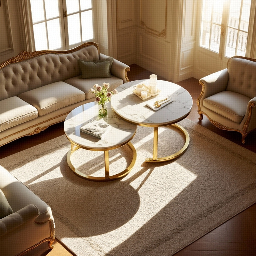 Living room coffee table, classic nested combination (glossy)