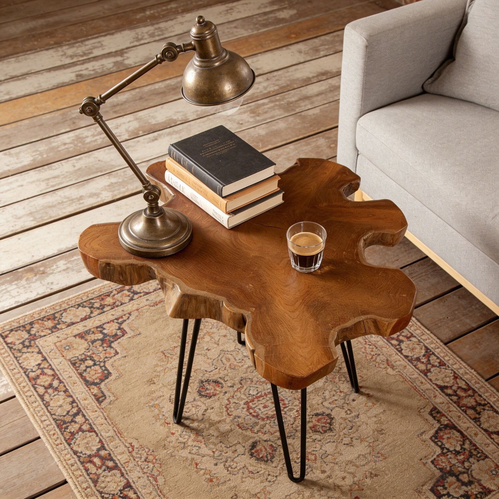 Rustic Teak Wood Slice Coffee Table, Live Edge Coffee Table, Handcrafted