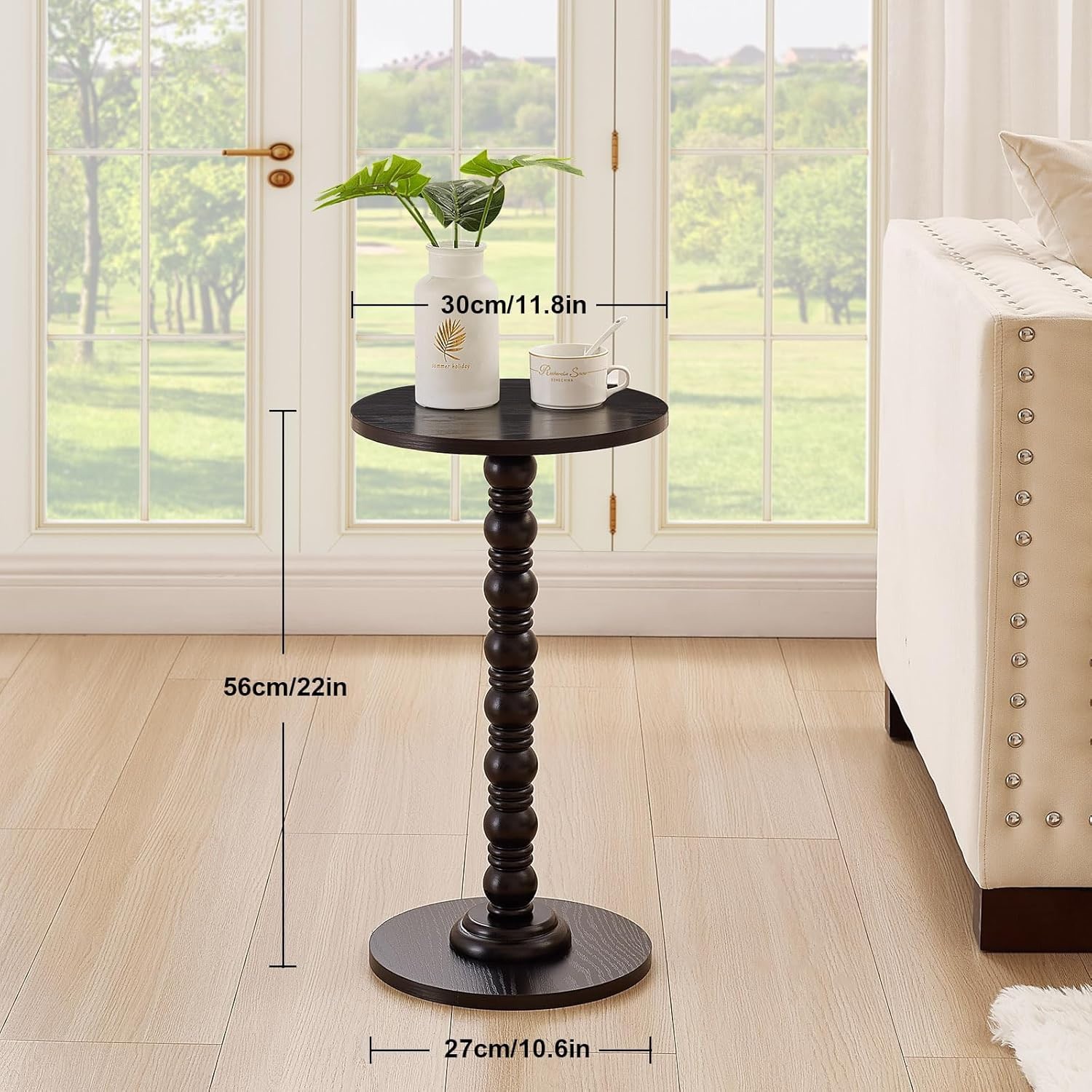 Round Side Table,Stable Small Drink Table for Small Spaces, Modern Accent Sid…