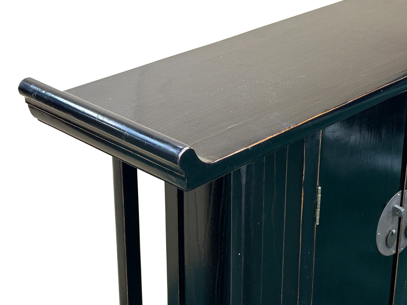 Chinese Black Lacquer Altar Point Edge Narrow Slim Side Table cs7790