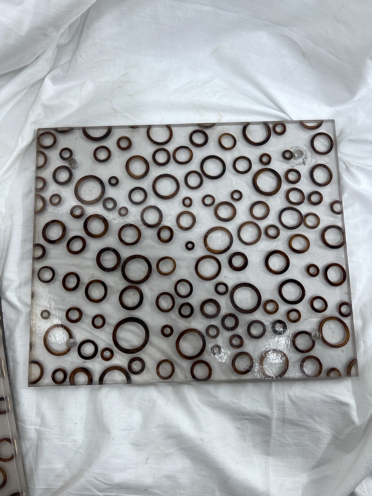 3 Sheets Natural Bamboo Rings In Clear Resin Wall Art, Table Top, Window Panel