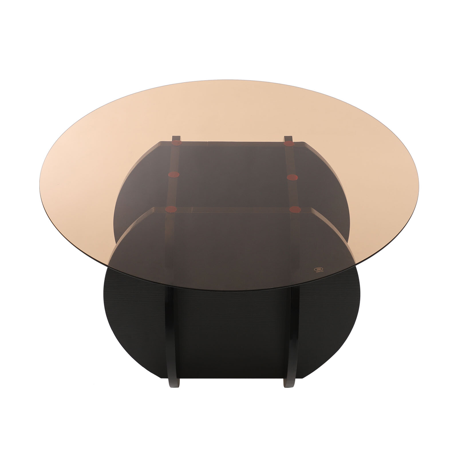 31″ Round Glass Tabletop Coffee Table Unique Circle Center Table with Wood Base