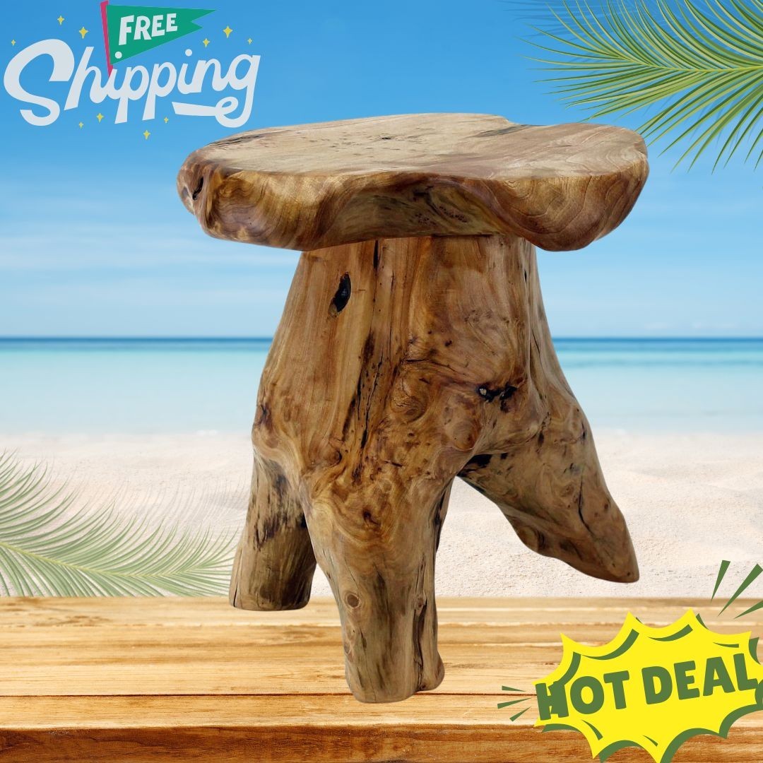 Natural Cedar Stump End Table 14 Inch Live Edge Stool