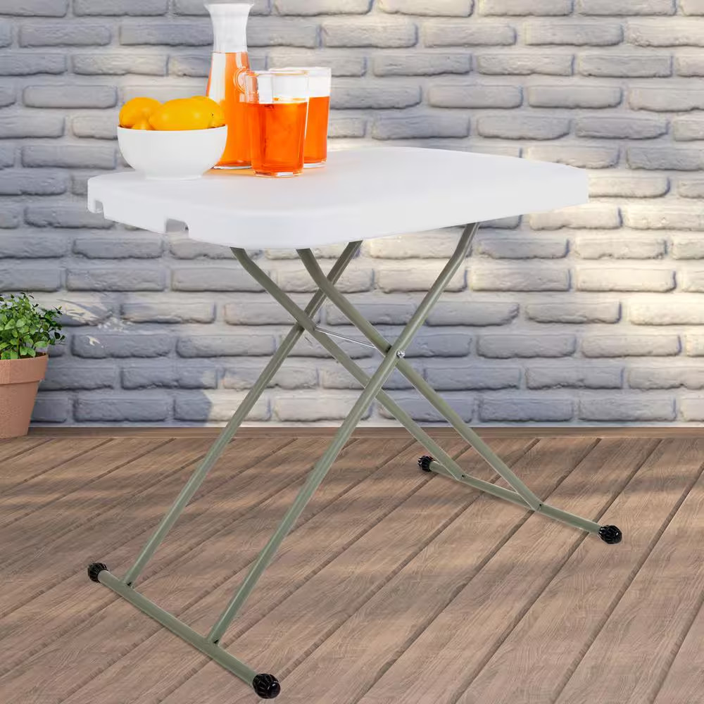 26 In. Folding Utility Table with Plastic Top and Metal Legs, Lightweight Portab