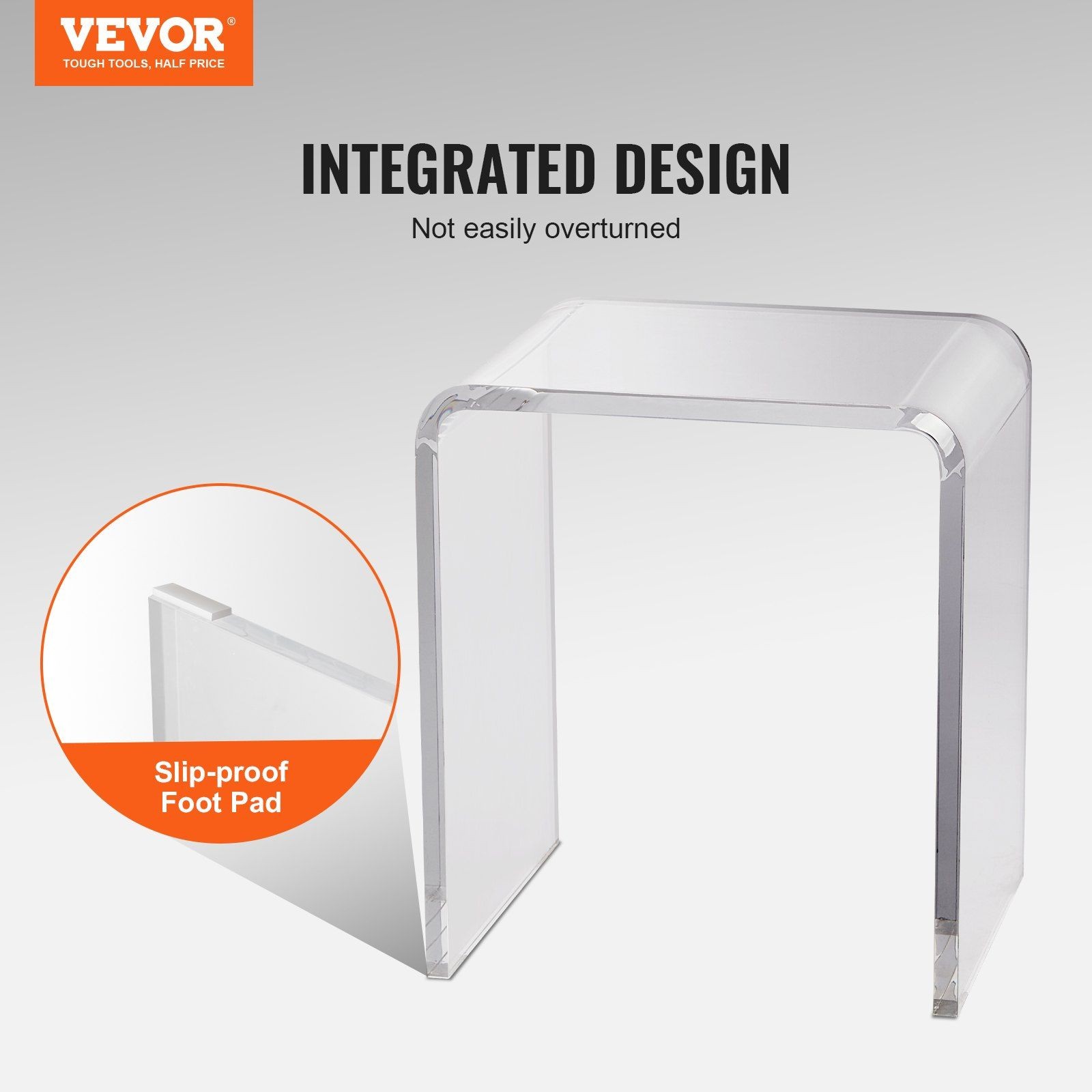 C-designed 18mm acrylic side table 6.3x12x18.1in holds up to 55lb