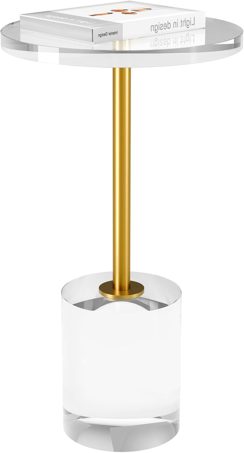Modern Gold Acrylic End Table – Stylish Clear Side Table for Any Room