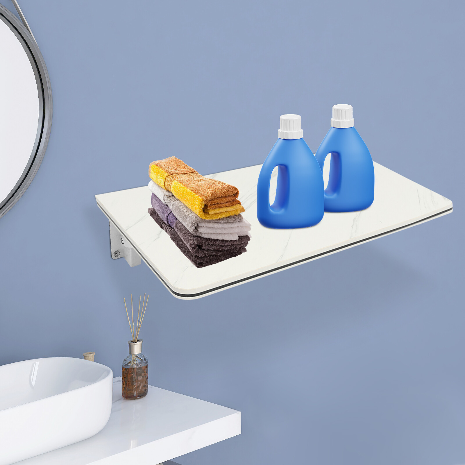 Stylish Wall-Mounted Folding Desk with Durable MDF and Metal Design