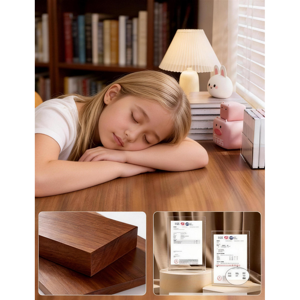 2-Piece Solid Wood Edge Table Set, Natural Wood, Minimalist Center Table