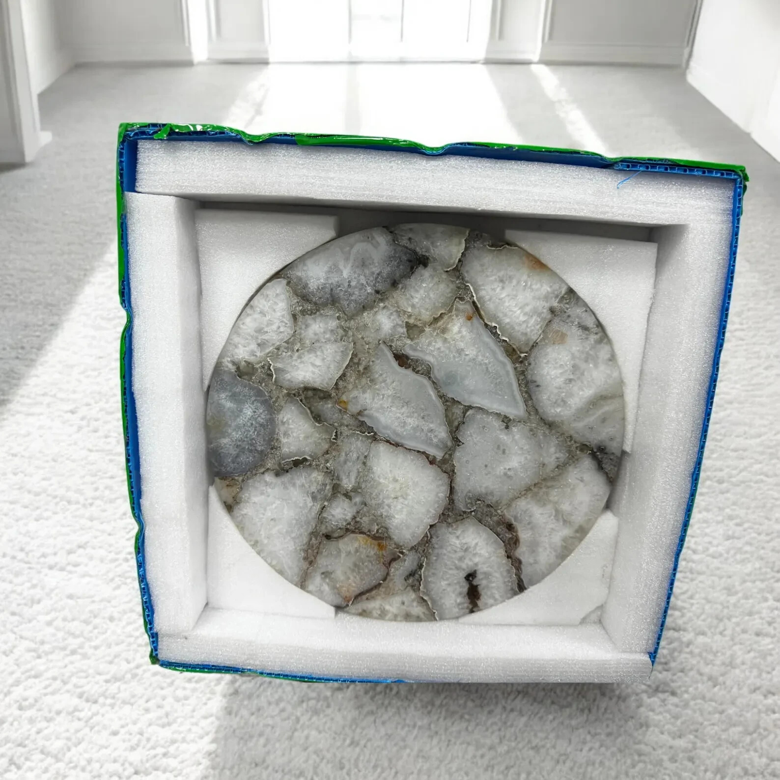Custom White Agate Coffee Table – Stunning Natural Stone, Handmade Design