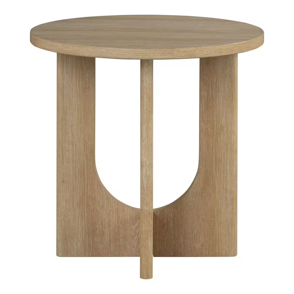 Calsen 3-Piece 36 In. Natural round Wood Top Coffee Table Set with Cross-Arch Ba