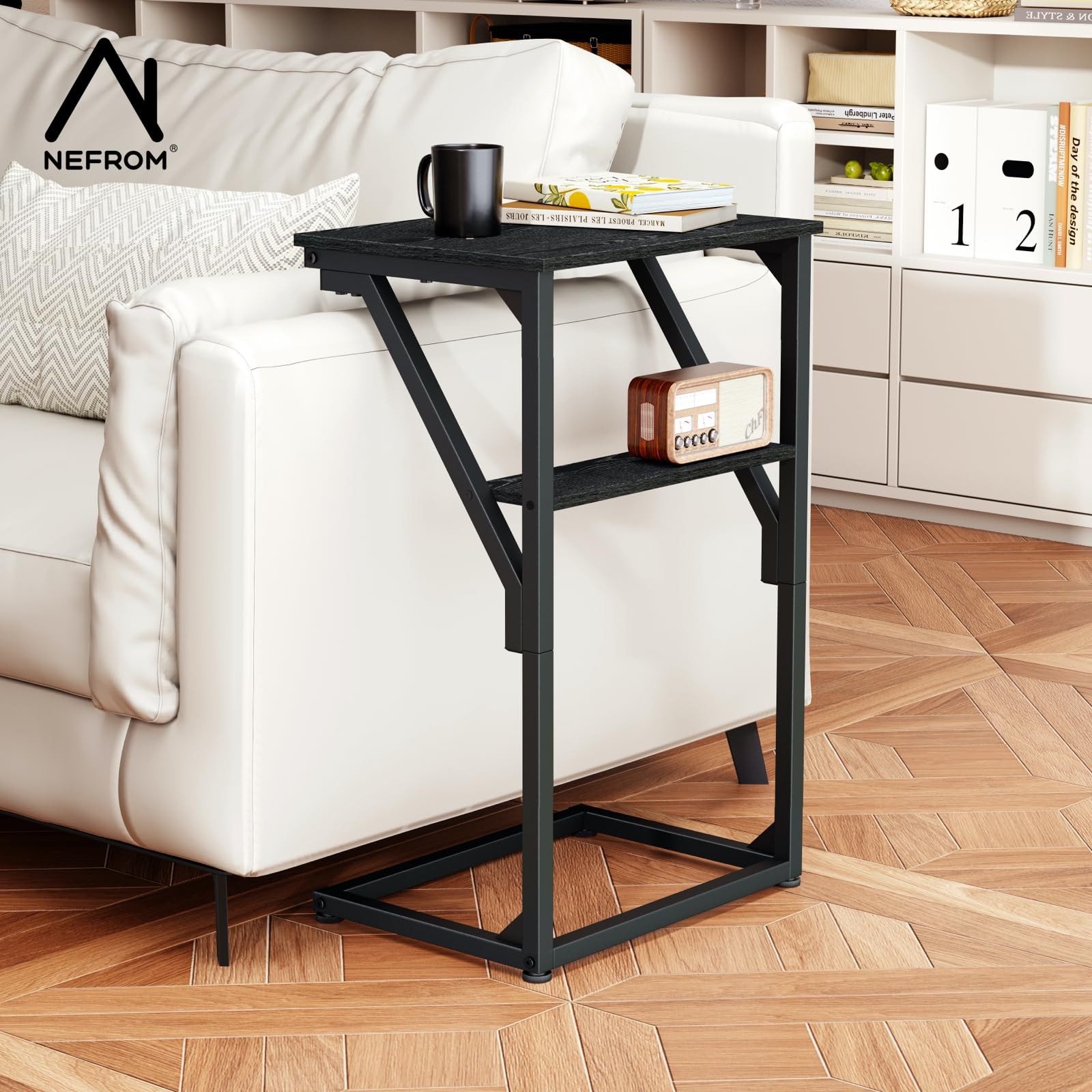 C Shaped End Table Small Sofa Side Table TV Tray Living Room Bedroom