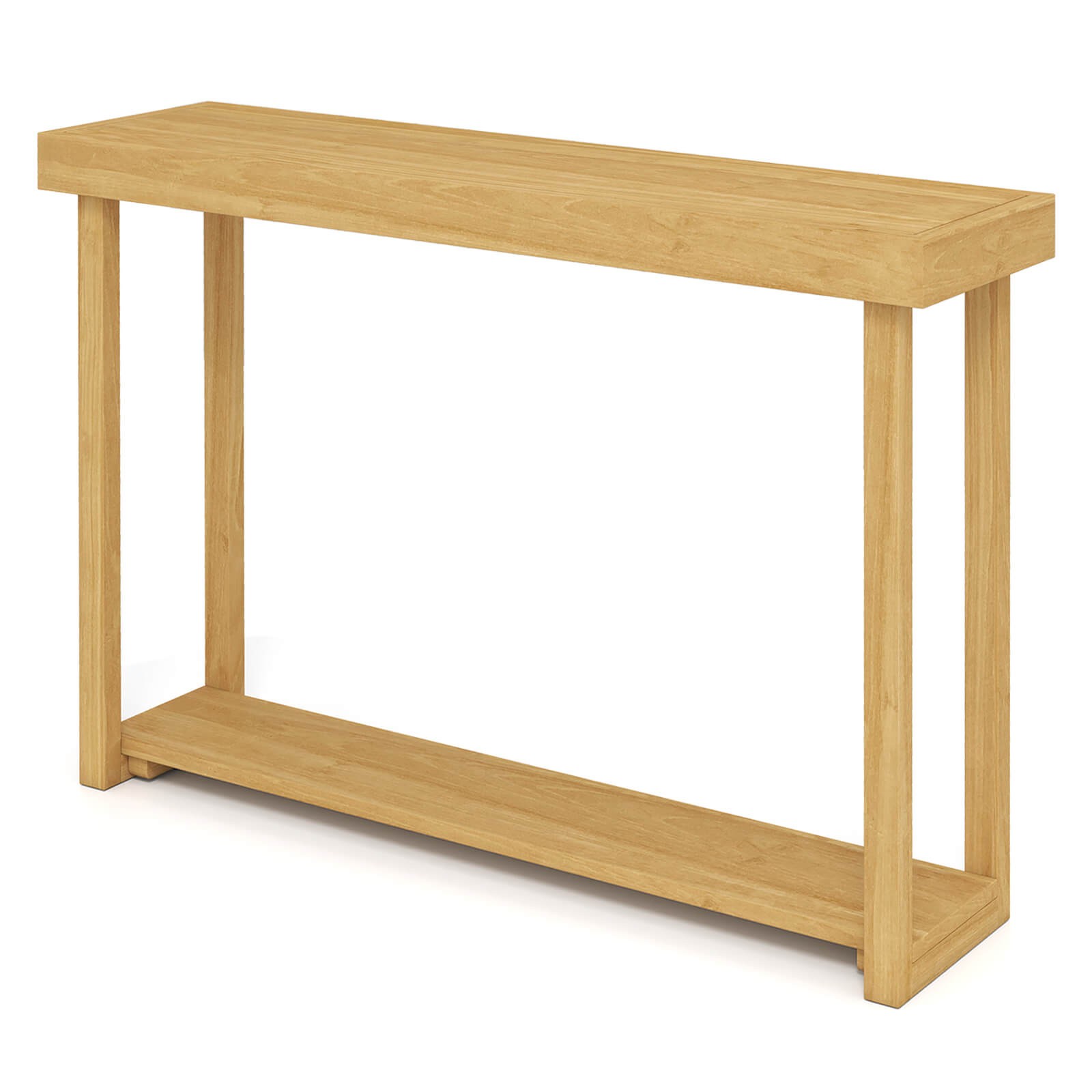 46”Solid Wood Console Table,2-Tier Narrow Farmhouse Sofa Table w/Teak Wood Frame