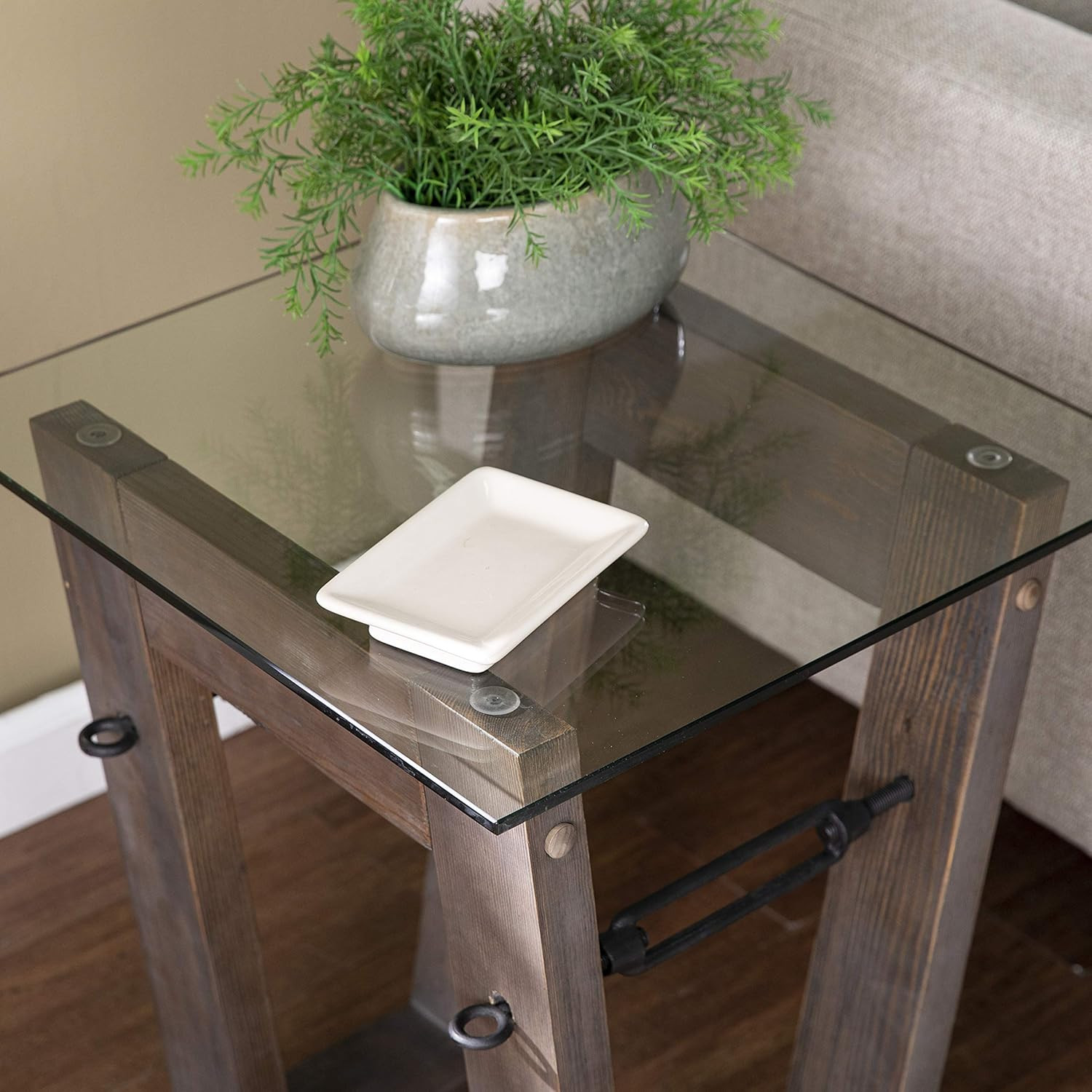 Garrinston Reclaimed Wood End Table in Brown and Black by